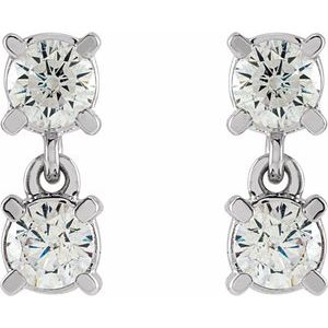 14K White 1/2 CTW Lab-Grown Diamond Two-Stone Earrings-3.3 Mm-14K White