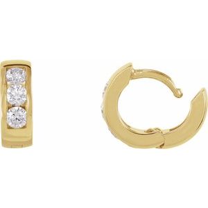 14K Yellow 1/3 CTW Lab-Grown Diamond 10 mm Hinged Hoop Earrings-Round-10 Mm