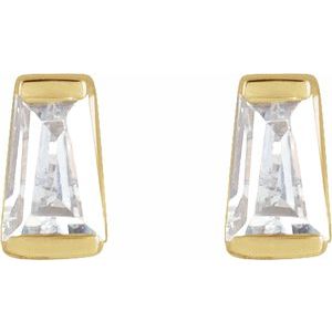 14K Yellow 1/8 CTW Natural Diamond Channel-Set Earrings-Pair-3 X 2 X 1.5Mm :: 1/8 Ctw