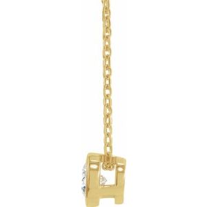 14K Yellow 1/4 CT Natural Diamond Bezel-Set 16-18" Necklace-Natural Diamond-4.1Mm :: 1/4 Ct