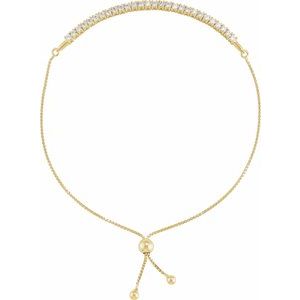 14K Yellow 1 CTW Lab-Grown Diamond Bolo 9 1/2" Bracelet-Round-2 Mm