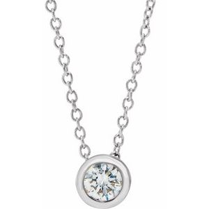 14K White 1/4 CT Lab-Grown Diamond Solitaire 16-18" Necklace-Lab-Grown Diamond-4Mm :: 1/4 Ctw