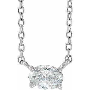 14K White 1/2 CTW Lab-Grown Diamond Solitaire 16-18" Necklace-Lab-Grown Diamond-6.2 X 4.3Mm :: 1/2 Ct