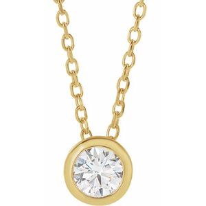 14K Yellow 1/4 CT Lab-Grown Diamond Bezel-Set 16-18" Necklace-Lab-Grown Diamond-4.1Mm :: 1/4 Ct