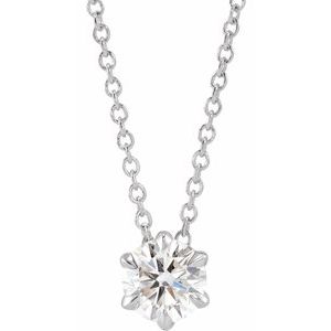 14K White 1/2 CT Lab-Grown Diamond Solitaire 16-18" Necklace-Lab-Grown Diamond-5Mm :: 1/2 Ct