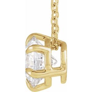 14K Yellow 1 CT Lab-Grown Diamond Solitaire 16-18" Necklace-Lab-Grown Diamond-6.5Mm :: 1 Ct