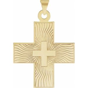 14K Yellow 27.5x25 mm Greek Cross Pendant-Polished