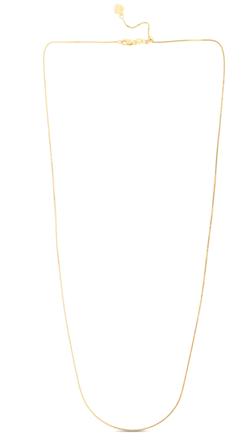 14K Gold 1.1mm Adjustable Box Chain-Yellow | Lobster