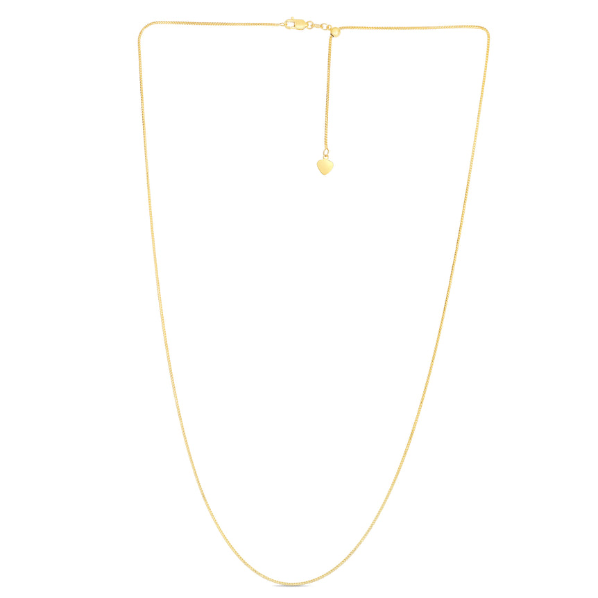 14K Gold 1mm Adjustable Franco Chain-Yellow | Lobster