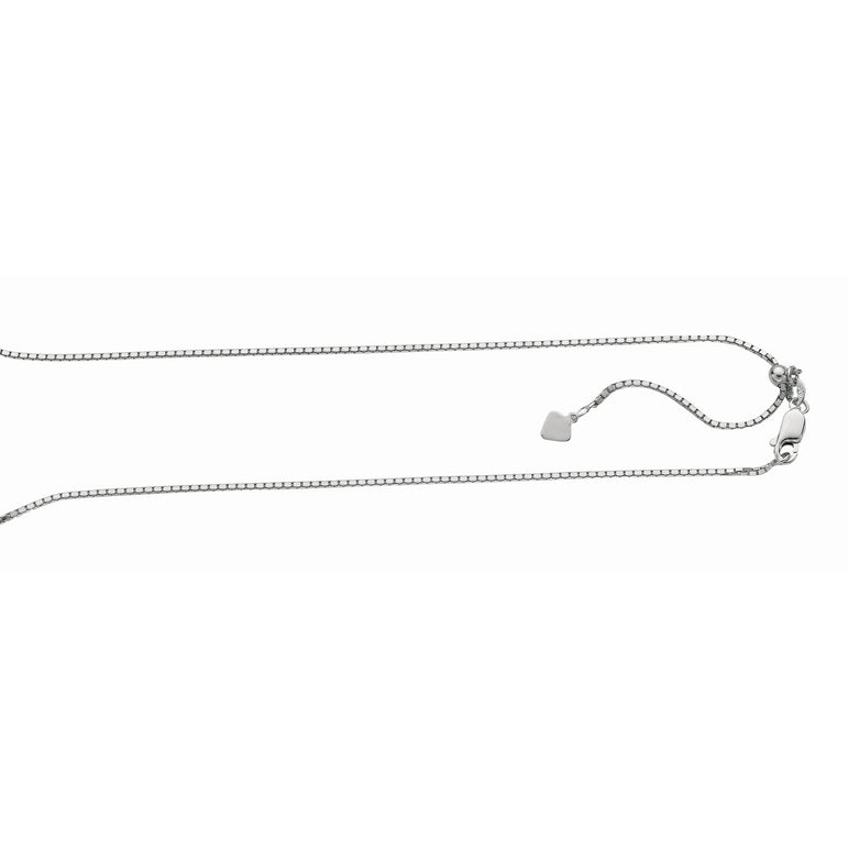 Silver 1.4mm Adjustable Box Chain -White | Lobster
