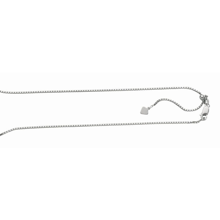 Silver 1.4mm Adjustable Box Chain -White | Lobster