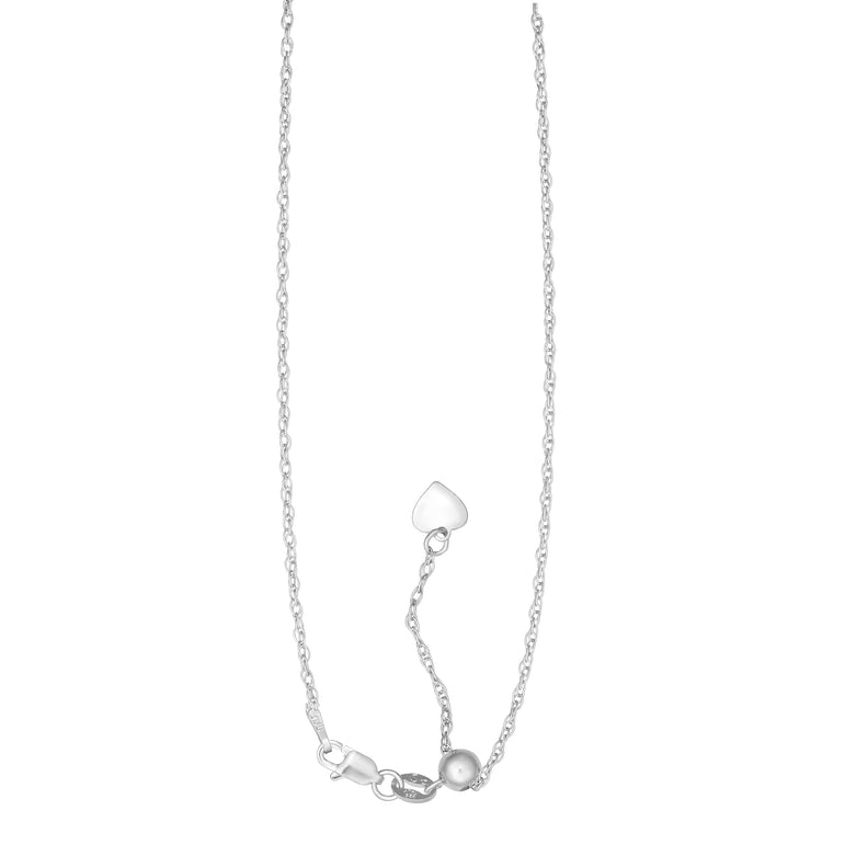 Silver 1.5mm Adjustable Loose Rope Chain -White | Lobster+Draw String