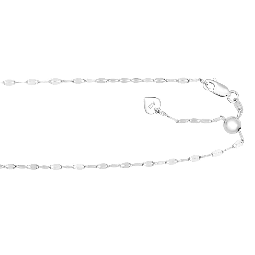 Silver 2.3mm Adjustable Mirror Chain-White | Lobster+Draw String