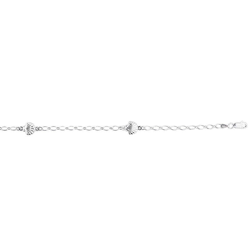 Silver Seashell Station Anklet-White | Lobster