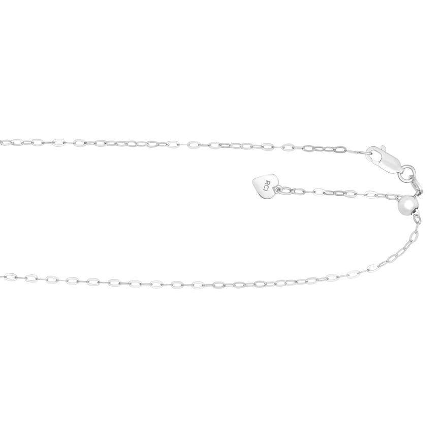 Silver 1.5mm Adjustable Piatto Chain-White | Lobster+Draw String