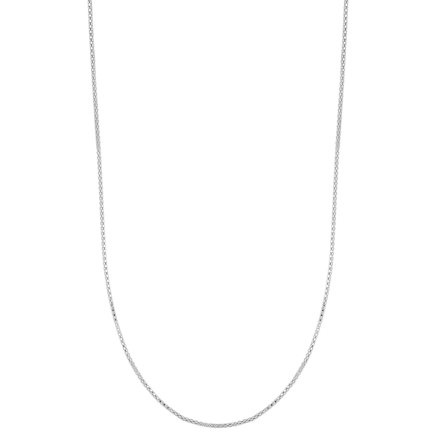 Silver .8mm Adjustable Popcorn Chain -White | Lobster