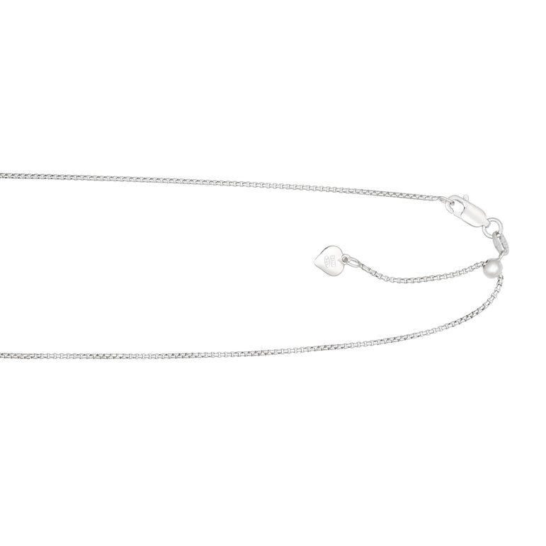 Silver 1.2mm Adjustable Round Box Chain -White | Lobster+Draw String