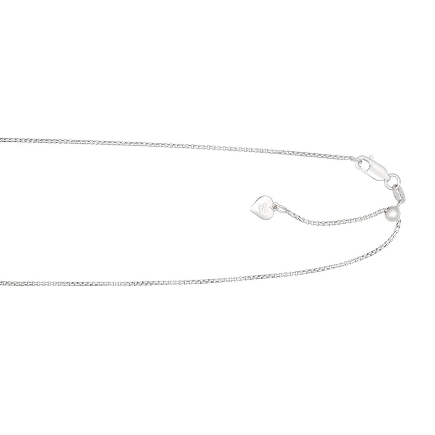 Silver 1.2mm Adjustable Round Box Chain -White | Lobster+Draw String