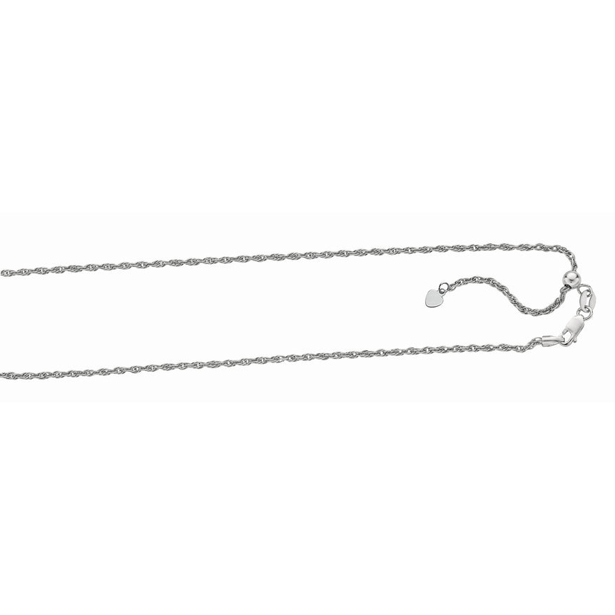 Silver 1.5mm Adjustable Rope Chain -White | Lobster