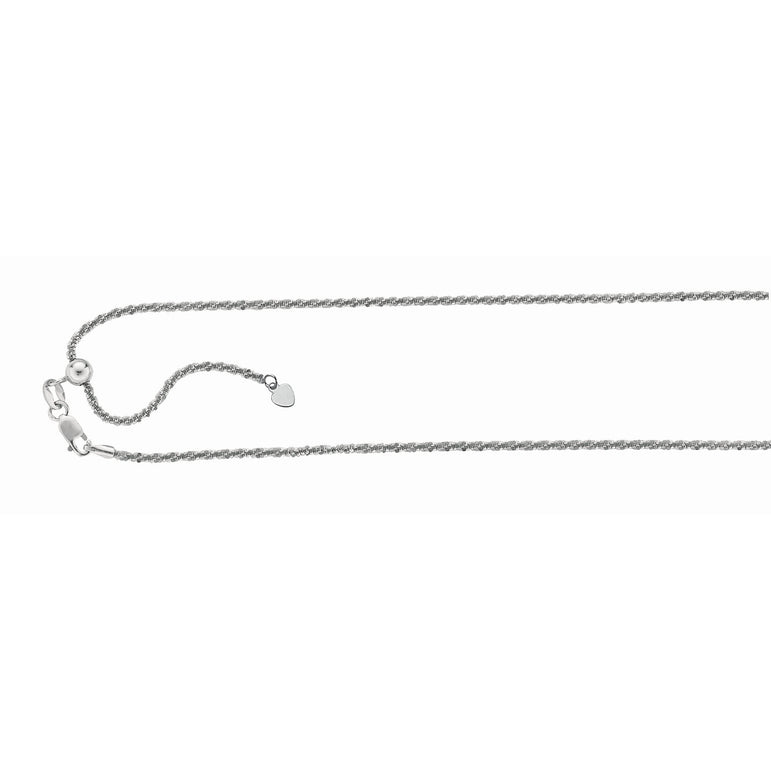 Silver 1.5mm Adjustable Sparkle Chain -White | Lobster