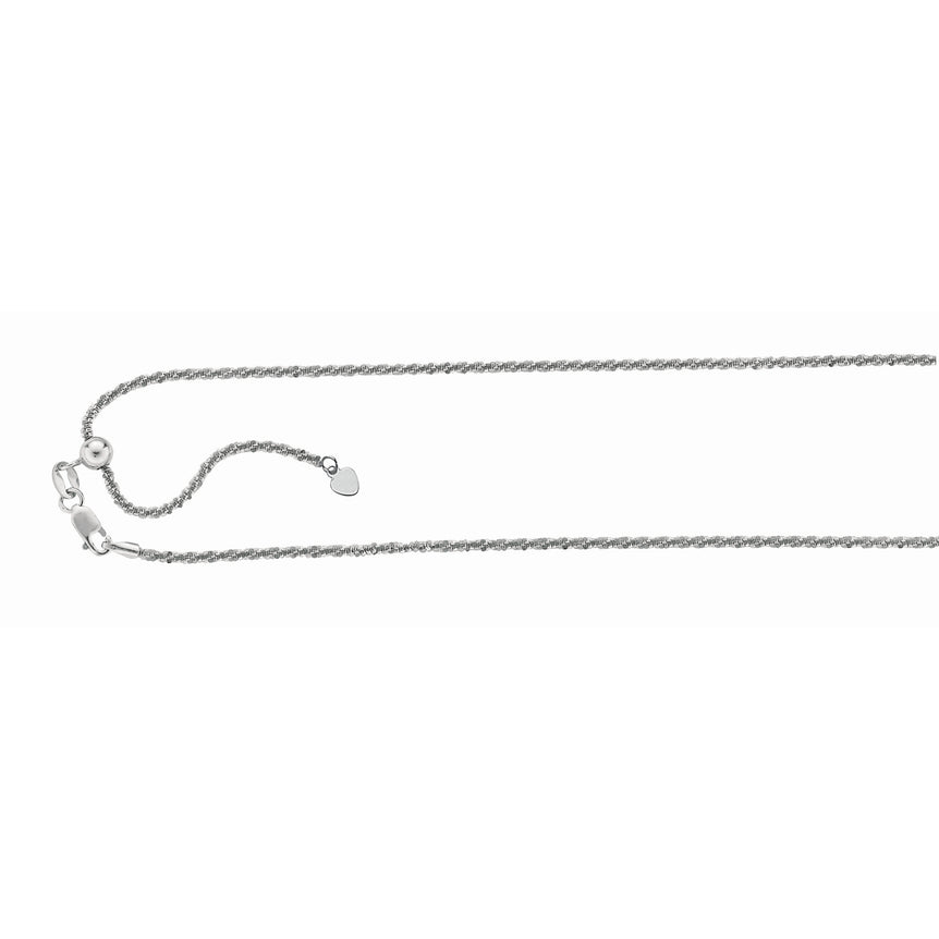 Silver 1.5mm Adjustable Sparkle Chain -White | Lobster