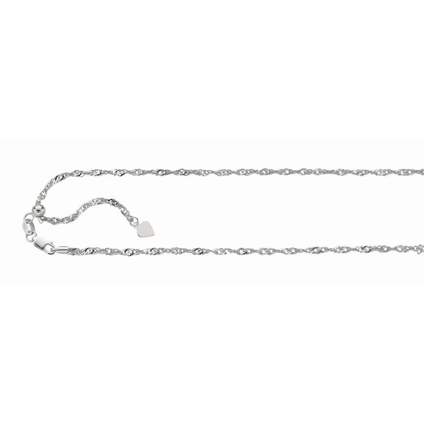 Silver 1.5mm Adjustable Singapore Chain -White | Lobster