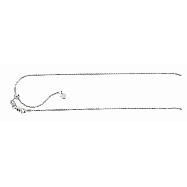 Silver .8mm Adjustable Snake Chain -White | Lobster