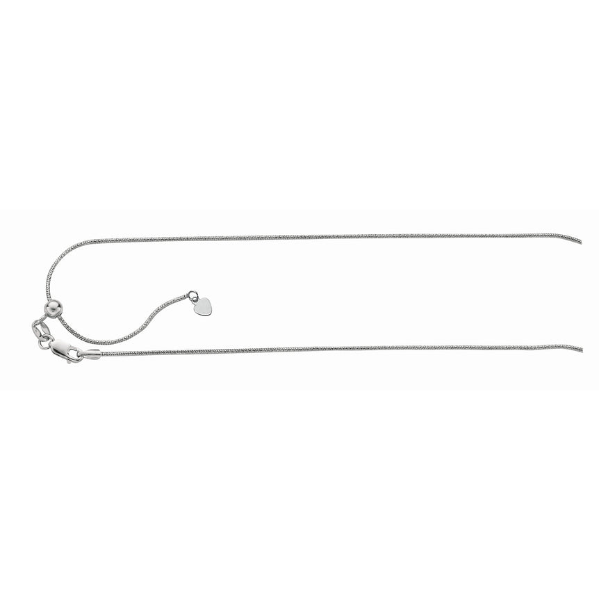 Silver .8mm Adjustable Snake Chain -White | Lobster