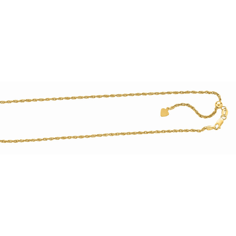 Silver 1.5mm Adjustable Yellow Rope Chain -Yellow | Lobster