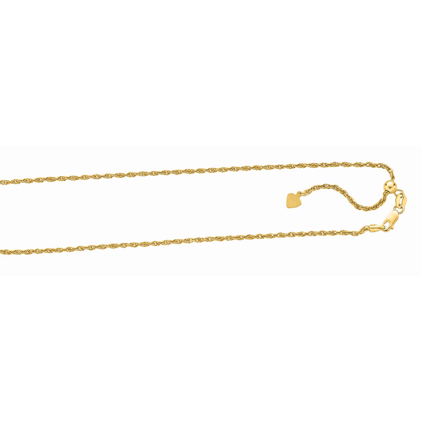 Silver 1.5mm Adjustable Yellow Rope Chain -Yellow | Lobster