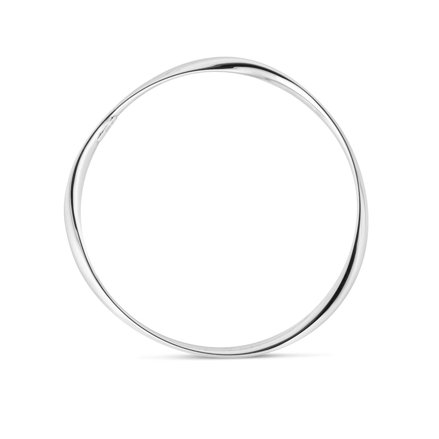 Silver Slip on Bangle-White