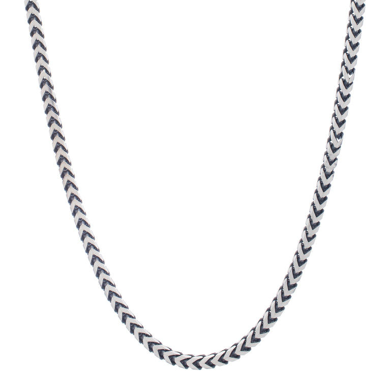 Silver Gun Metal Franco Necklace-Black/Gunmetal | Lobster