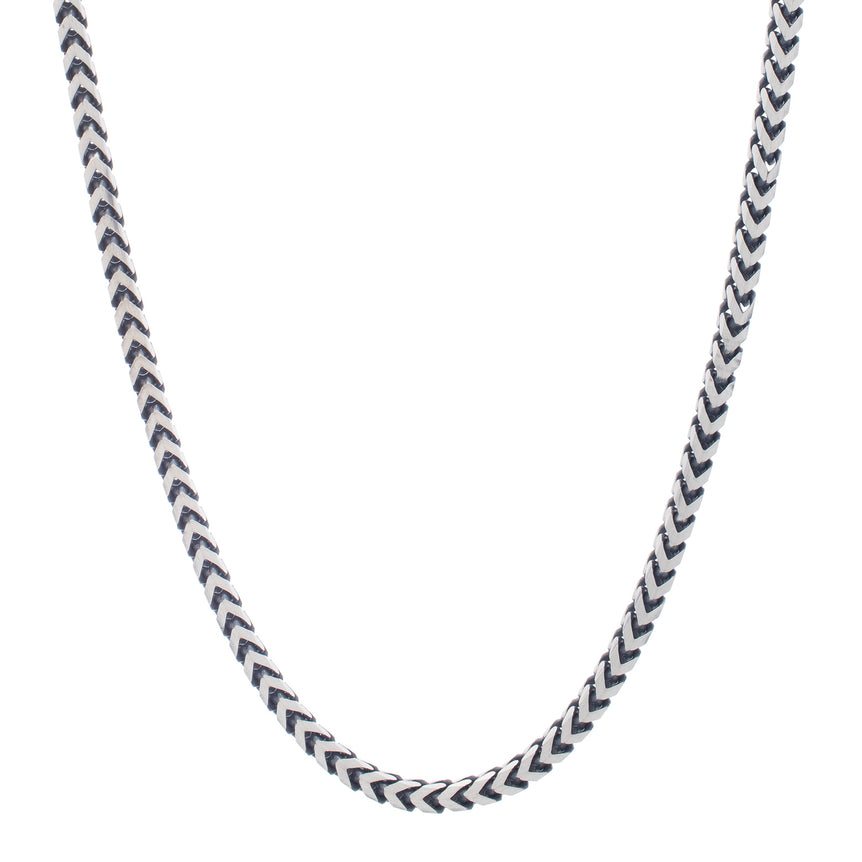 Silver Gun Metal Franco Necklace-Black/Gunmetal | Lobster