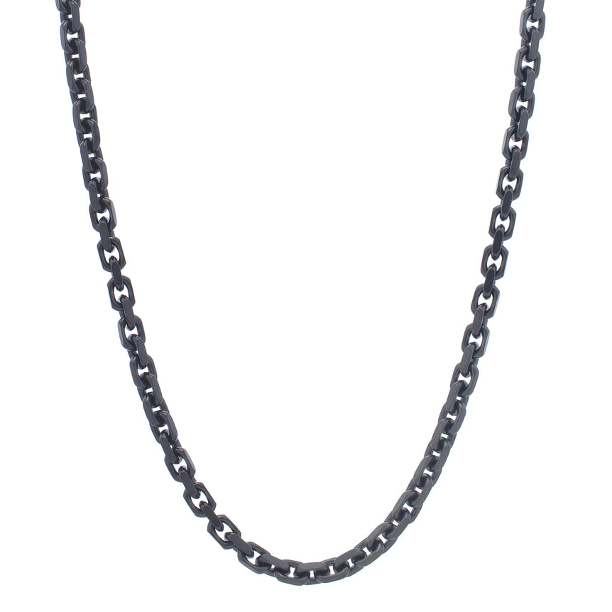 Black Silver Oval Link Chain-Black/Gunmetal | Lobster