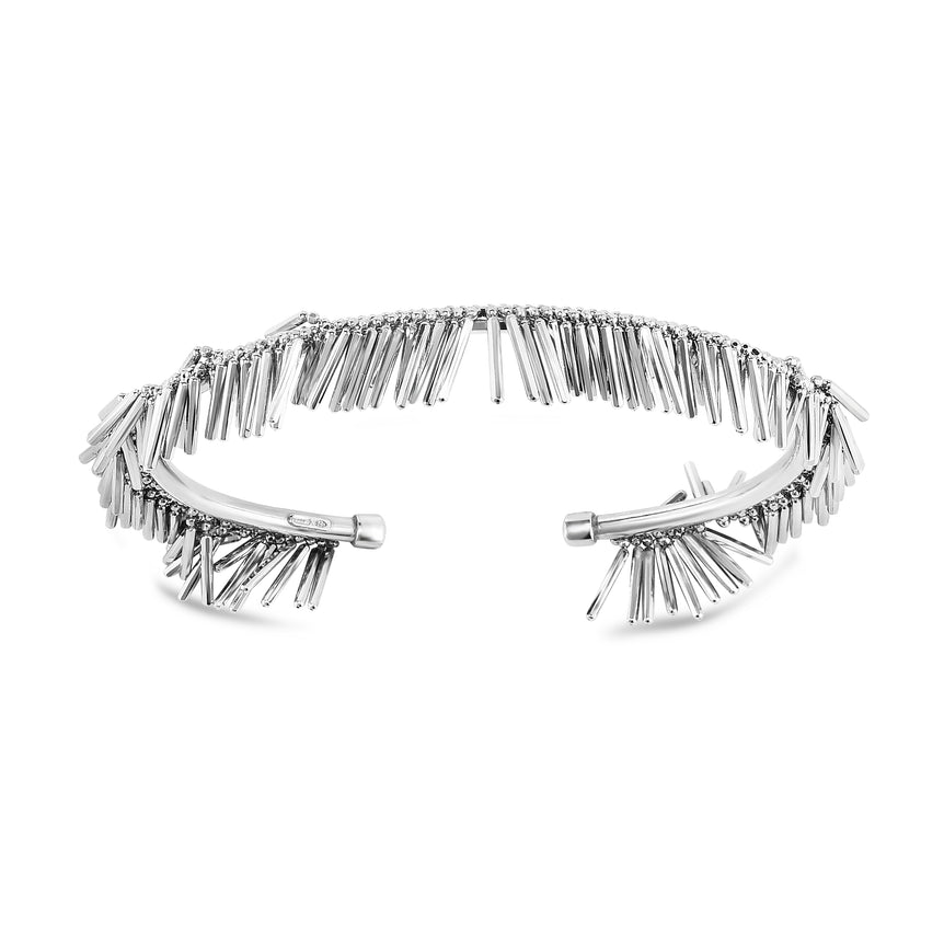 Silver Fringe Bangle-White | Pear Shaped Lobster