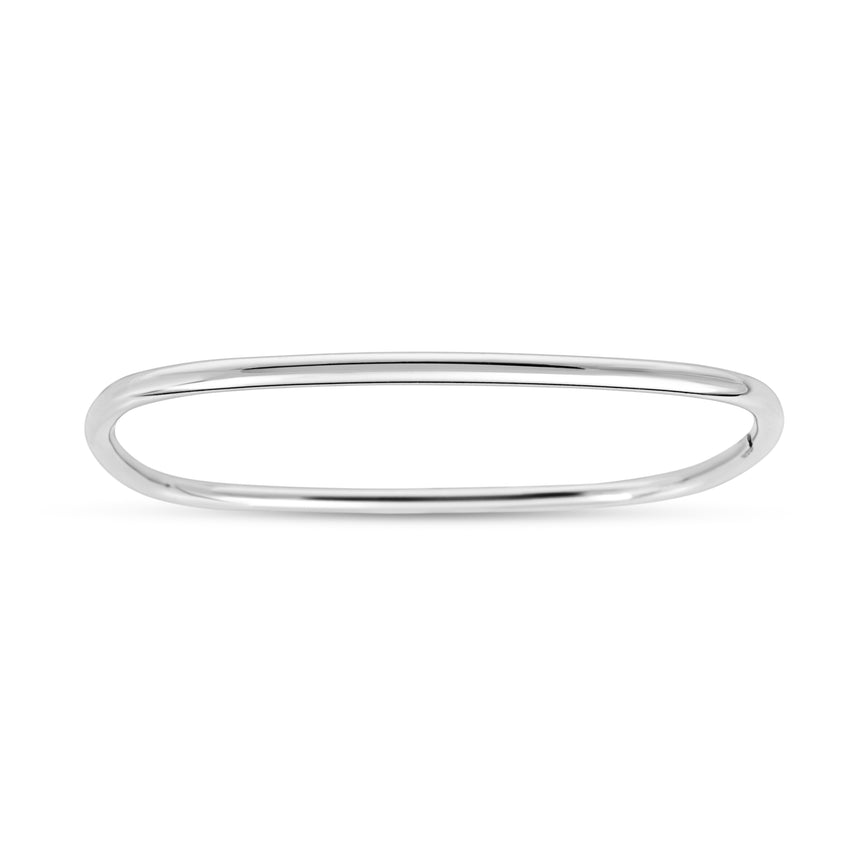 Silver Slip on Square Bangle-White