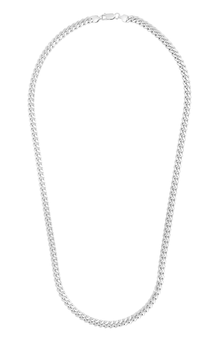 Silver 5.6mm Miami Cuban Chain -White | Lobster
