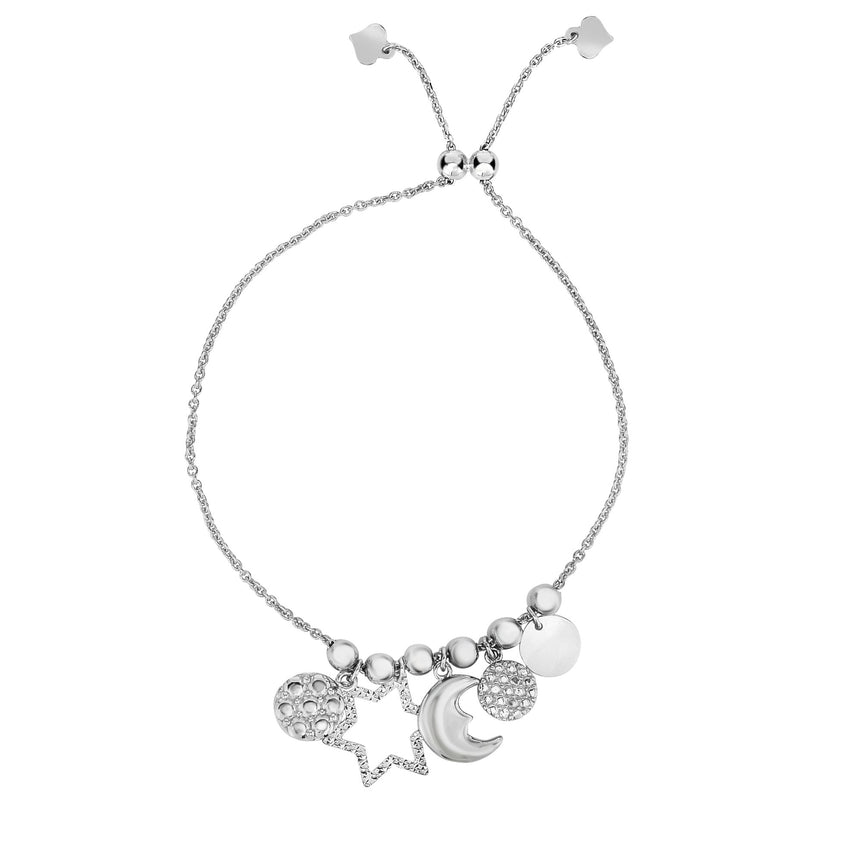 Sterling Silver Celestial Friendship Bracelet-White | Draw String
