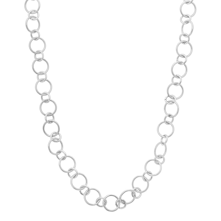 Silver Link Chain Necklace-White | Pear Shaped Lobster