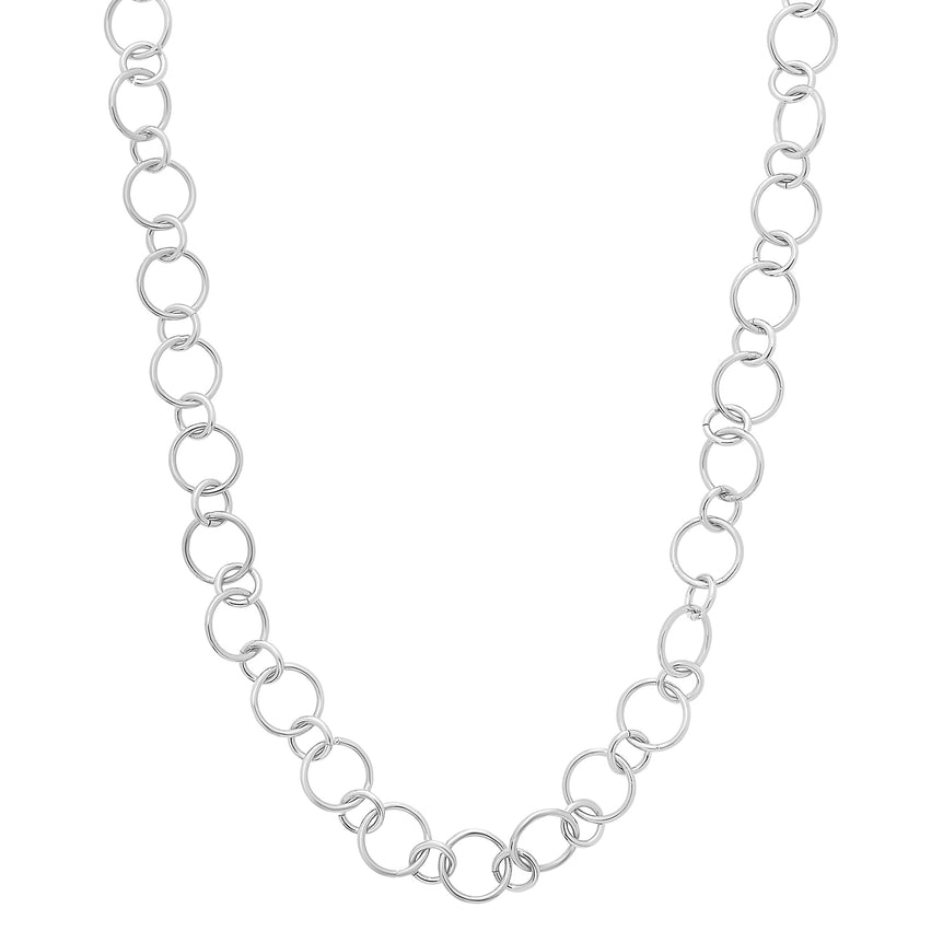 Silver Link Chain Necklace-White | Pear Shaped Lobster