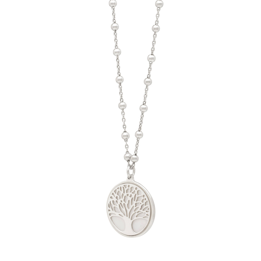 Silver Tree of Life Pendant -White | Lobster