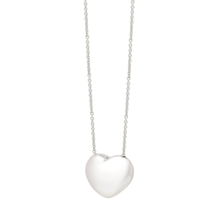 Silver Puffy Heart Necklace -White | Pear Shaped Lobster