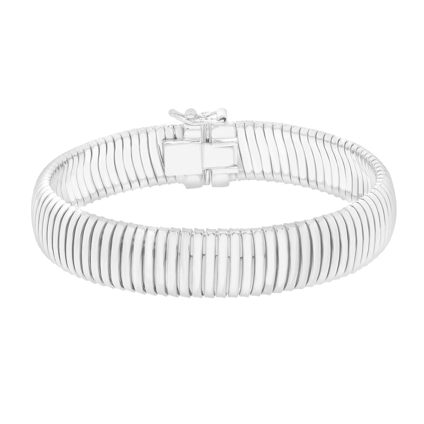 Silver Tubogas 7" 12mm Bracelet-White | Box