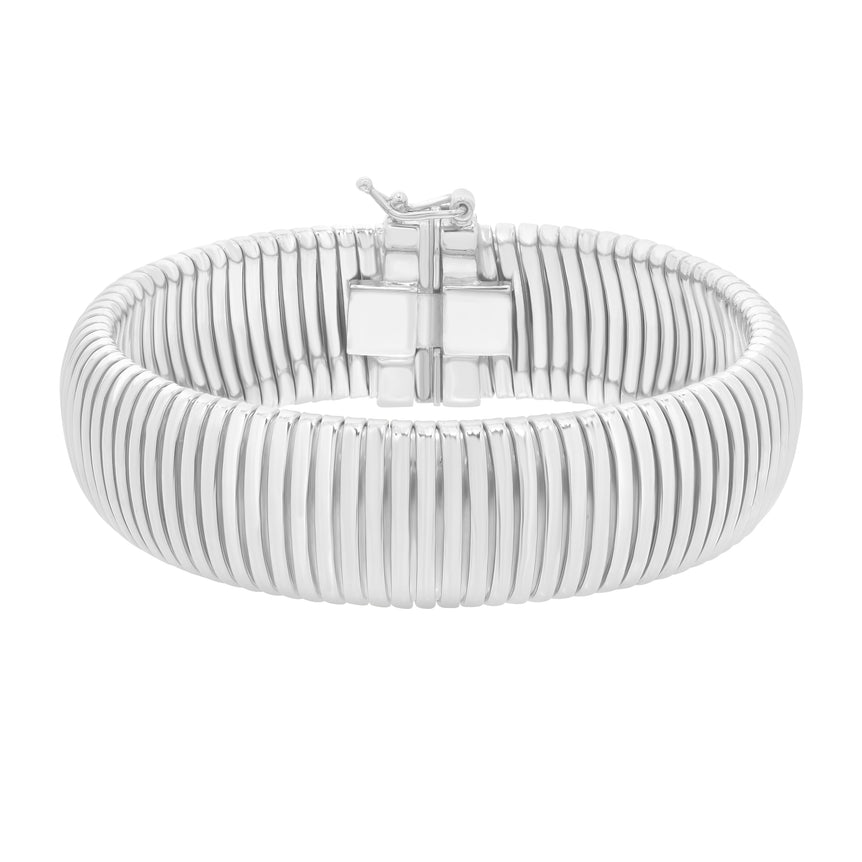 Silver Tubogas 7.25" 16mm Bracelet-White | Box