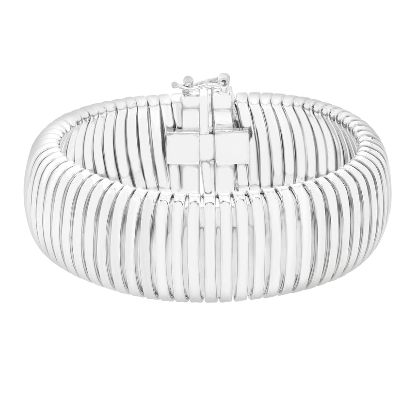 Silver Tubogas 7.5" 18mm Bracelet-White | Box