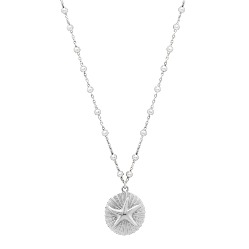 Silver Starfish Medallion Necklace-White | Pear Shaped Lobster