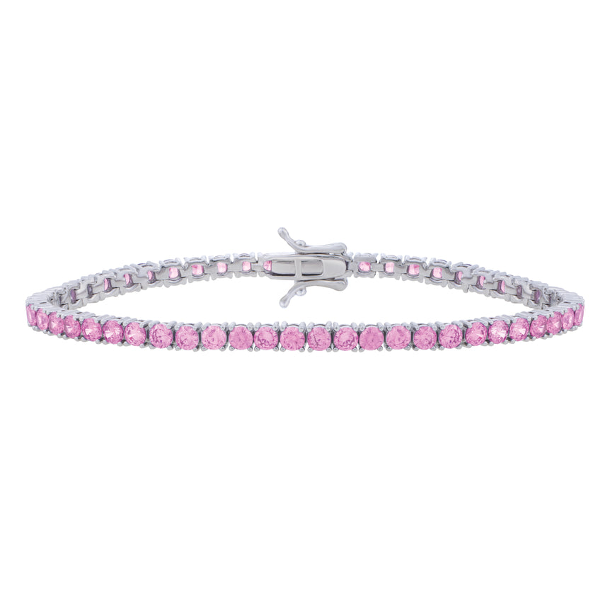 Silver Pink CZ Tennis Bracelet-White | Box with Figure 8