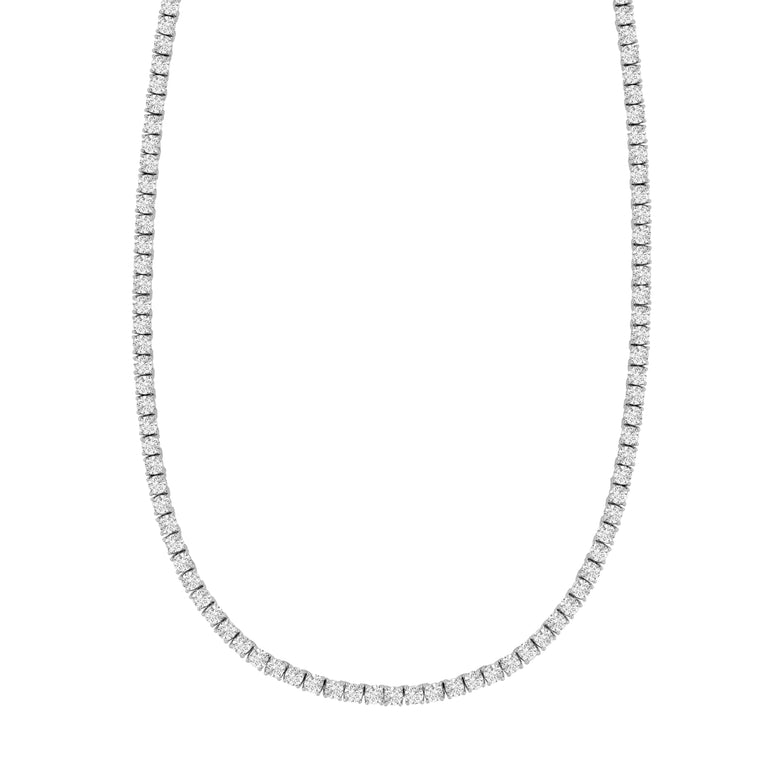 Silver White CZ Tennis Necklace-White | Box with Figure 8