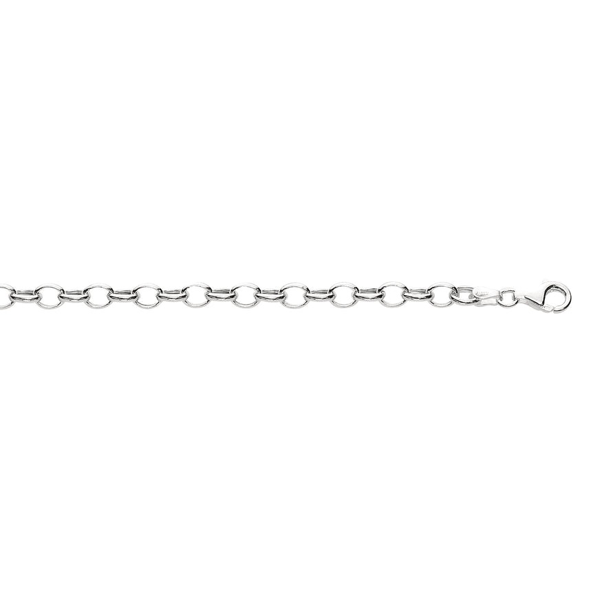 Silver Small Round Link Bracelet-White | Lobster