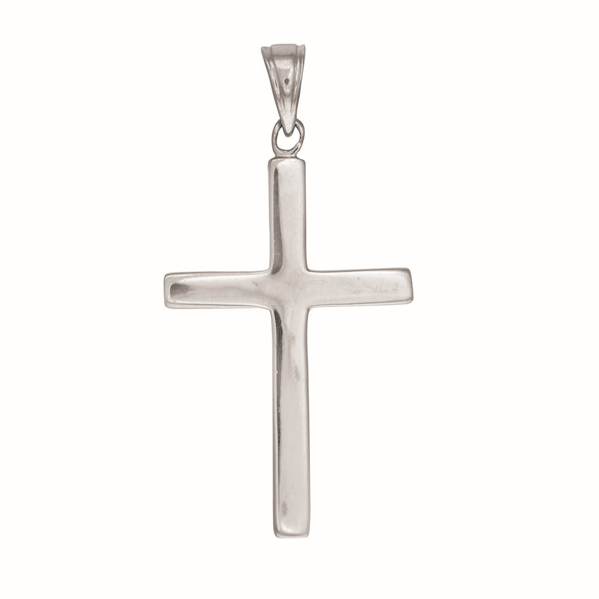 Silver Flat Cross-White